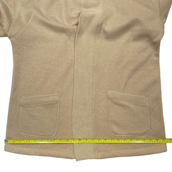 ISAAC MIZRAHI LIVE! Open Cardigan Duster Size Medium Tan Thick Knit Thigh Length - Picture 11 of 16